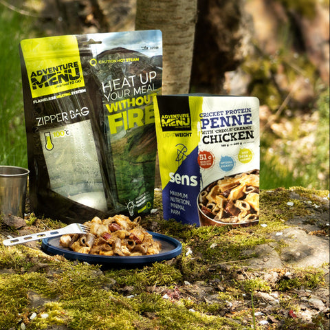 Ready-to-Eat Outdoor Meal with Cricket Protein Penne