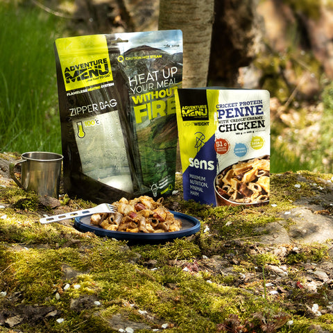 Ready-to-Eat Outdoor Meal with Cricket Protein Penne