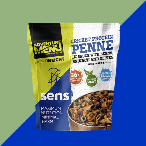Ready-to-Eat Outdoor Meal with Cricket Protein Penne